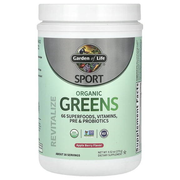 Garden of Life Sport Organic Greens, Apple Berry, 9.52oz
