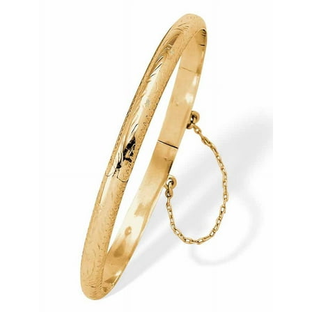 PalmBeach Jewelry Etched Bangle Bracelet in 18k Yellow Gold Over .925 Sterling Silver 7" Length