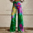 thumbnail image 2 of yunLCZ Wide Leg Pants Woman 2025 New Summer Flower Wide Leg Pants Lightweight And Loose Casual Colorful Pants Imitation Jeans Business Work Casual Pants, 2 of 4