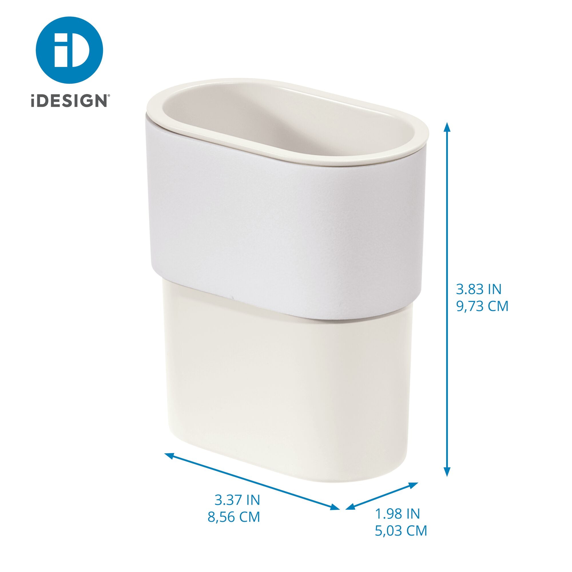 (2 pack) iDesign Self-Adhesive Bathroom Tumbler – Orleans Collection - Coconut/White