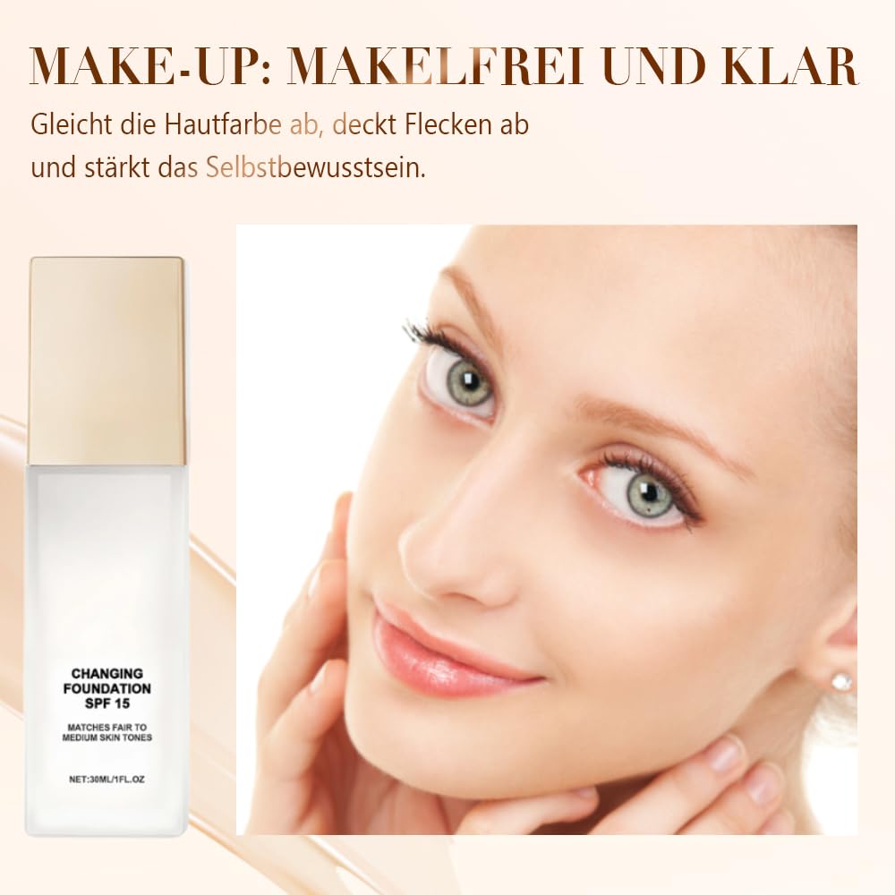Color Changing Foundation for Mature Skin – Lightweight Liquid Foundation & Concealer, Tone-Adapting Formula for All Skin Types, Hydrating, Long-Lasting (2PCS)
