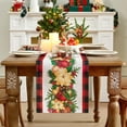 thumbnail image 2 of Christmas Table Runner - Xmas Balls Flowers Red Buffalo Plaid Check Winter Holiday Decorative Farmhouse Table Decorations for Kitchen Dinning, Indoor Outdoor Dinner Party Decor 13x72 Inch, 2 of 6