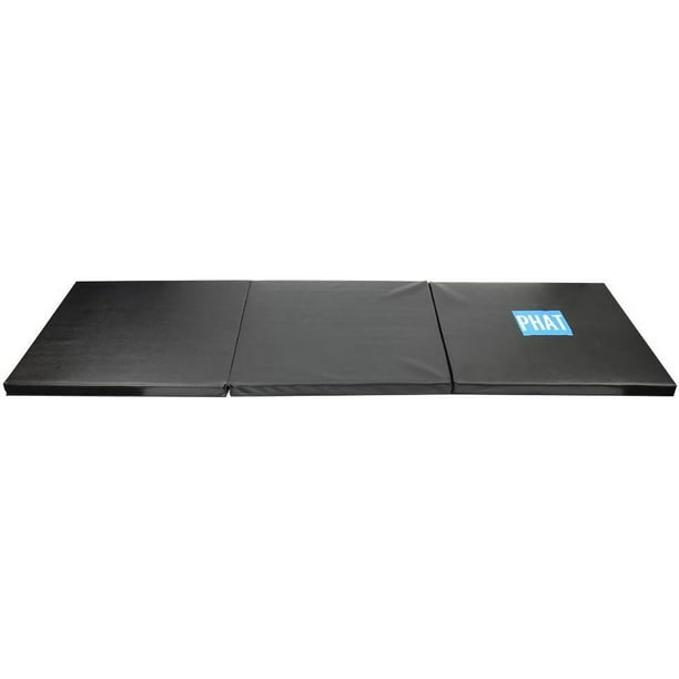 Exercise Tri Fold Gym Mat Fitness Mat with PU Leather PHAT Black