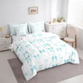 thumbnail image 2 of jejeloiu Ribbon Bowknot Bow 7pcs Bedding Comforter Set,White Blue Queen Bedding Sets For Bowtie Girls Reversible, 2 of 7