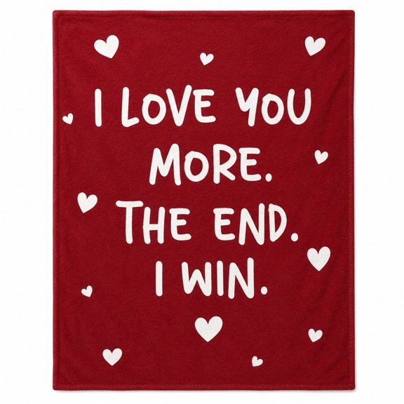 I Love You More Fleece Throw Blanket, Red Heart Couple Gift Blanket