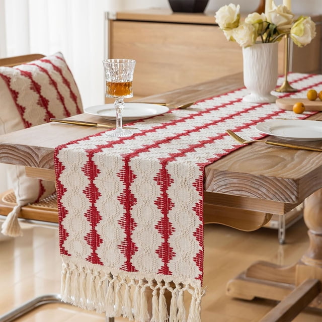 Aodebiao Festive Christmas Table Runner Embroidery Dining Table Cover Holiday Decorative Cloth Washable Polyester Tea Party Dinner Decor Home Kitchen Accessories