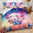 thumbnail image 2 of Axolotl Juego de Funda Nórdica King Size,Galaxy Heart Balloon Cute Axolotl Bedding Set, 2 of 8