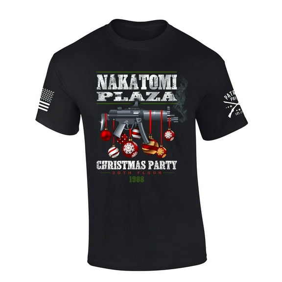 Patriot Pride Christmas Tshirt Nakatomi Plaza Patriotic Christmas Movie Inspired Short Sleeve T-shirt-Black-4xl