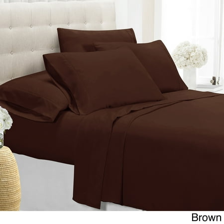 1800 Series Wrinkle Free Ultra Soft Solid 6-piece Sheet Set Queen-Brown