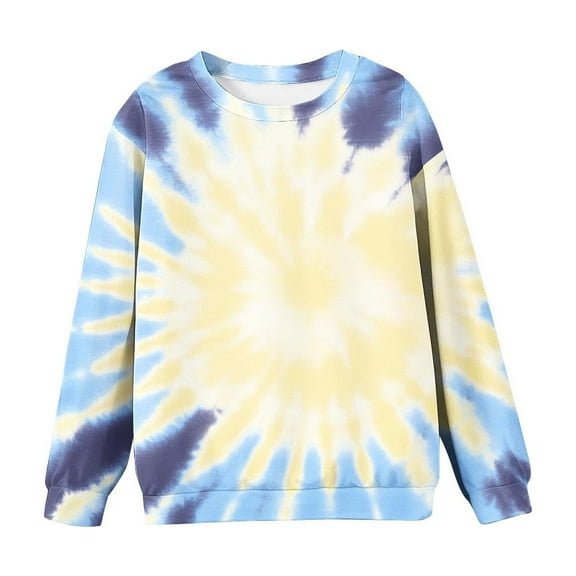 BRGZLK Baby Boys Girls Sweatshirt Tops Trendy Tie-Dye Printed Long Sleeved T-Shirt Loose Casual Round Neck Pullover Fall Clothes Light Blue 2-3 Years