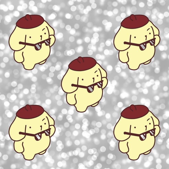 5 Pack of Cute Pompompurin Vinyl Stickers, Kawaii Character Peel and Stick Graphic Decal for Kids, Teen Girls, Phones, Laptop, Water Bottles, Notebooks, Windows, and Cars (2.5" x 2")