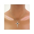 thumbnail image 2 of RYLOS Necklace Sterling Silver Cross Necklace Heart Shape Gemstone &  Diamonds With 18" Chain 6MM Blue Star Sapphire September Birthstone Womens Jewelry Silver Necklace, 2 of 7