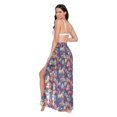 thumbnail image 3 of FORMRS Womens Long Sarong Beach Wrap Semi-Sheer Bikini Skirt Bathing Swimsuit Cover Up, Blue Vibrant Leaves Pattern, 3 of 7
