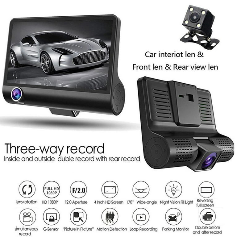 NEXPOW Car Dash Cam 3 Channel, 4k Dash Camera Front and Rear, Dashcam Three  Way with 3 LCD Screen, Triple Car Camera with IR Night Vision, Loop  Recording, G-Sensor, Parking Monitor 