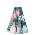 thumbnail image 7 of Yayeee Kitchen Hanging Hand Towels Set of 2 with Loop Bathroom Absorbent Tie Towel, Pink Flowers, 7 of 7