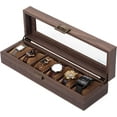thumbnail image 5 of Watch Box 6-Slots with Real Glass Topped,Wood Grain PU Watch Display Storage Case,as a Gift for lovers, 5 of 5