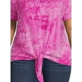 thumbnail image 4 of Terra & Sky Women's Plus Size Raglan Sleeve Tie Front Tee, 4 of 5