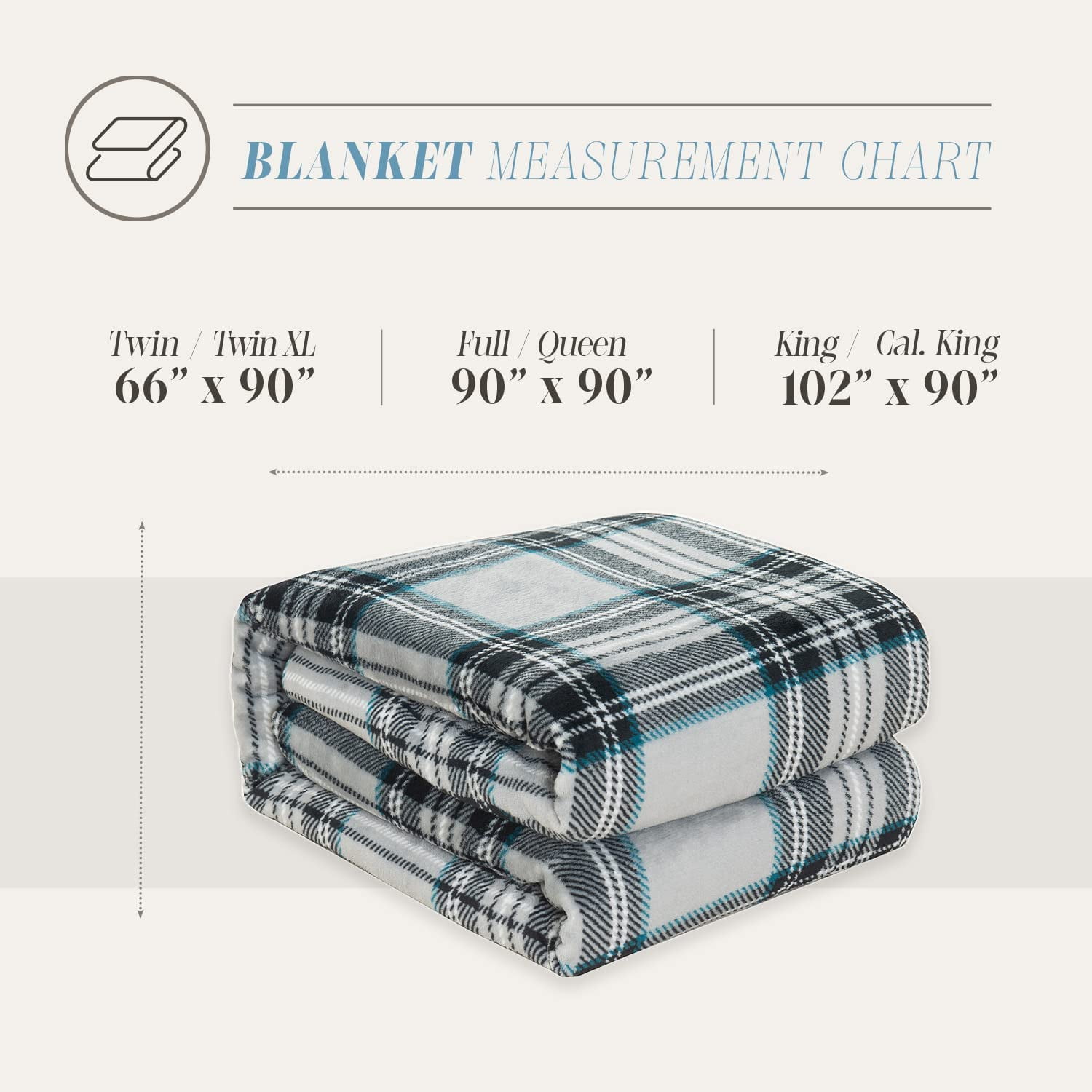 Luxury Velvety Feel Blanket, All-Season & Lightweight Material, Ultra Plush, Soft, Cozy Flannel Fleece for Couch, Sofa, Bed, Travel, Plaid King/California King, Silver Gray