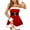 Red, variant on Rohuuque Women's Christmas Dresses Red Velvet Santa Clause Outfit Mini Dress Fleeve Trim Casual Swing Dress with Santa Belt Red