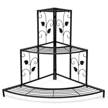 Kadyn Raised Garden Stand, Horticulture Flower Rack, Planter Shelf, 3 Tier Floral Corner Metal Plant Pot Rack