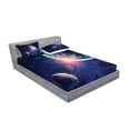 thumbnail image 2 of Ambesonne Galaxy Fitted Sheet & Pillow Sham Set, Outer Space Mars Planets, Queen, Navy Blue Pink, 2 of 2