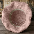 thumbnail image 6 of UTSJKR Women Hand Woven Pure Straw Large Brim Sun Hat, Foldable Portable Design, UV Resistant Beach Vacation Outdoor Leisure Round Top Cap Pink M, 6 of 9
