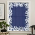thumbnail image 4 of Coastal Coral Semi Sheer Curtains Drapes for Living Room, Bedroom, French Doors Window 45 Inches Long, Navy Blue Ocean Marine Nautical Beach Rod Pocket Chiffon Curtain Drapery Voile Draperies Panel, 4 of 6