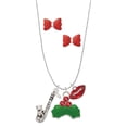 thumbnail image 1 of Delight Jewelry Silvertone Saxophone Christmas Kiss Charm Necklace and Stud Earrings, 1 of 4