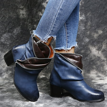 

Womens Essentials Juebong European And American Style Large Size Thick High Heel Mid Tube Women s Boots
