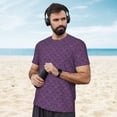 thumbnail image 4 of Wukai Retro Florals Purple Print Men's Short-Sleeved Mesh T-Shirt,Quick-Dry Short Sleeve Workout T-Shirt-Small, 4 of 8
