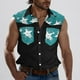 thumbnail image 2 of Camisas de Cuello para Hombres, Moda Casual Día de la Independencia Imprimir Turndown Bolsillos sin Mangas Tanque Deportivo, 2 of 5