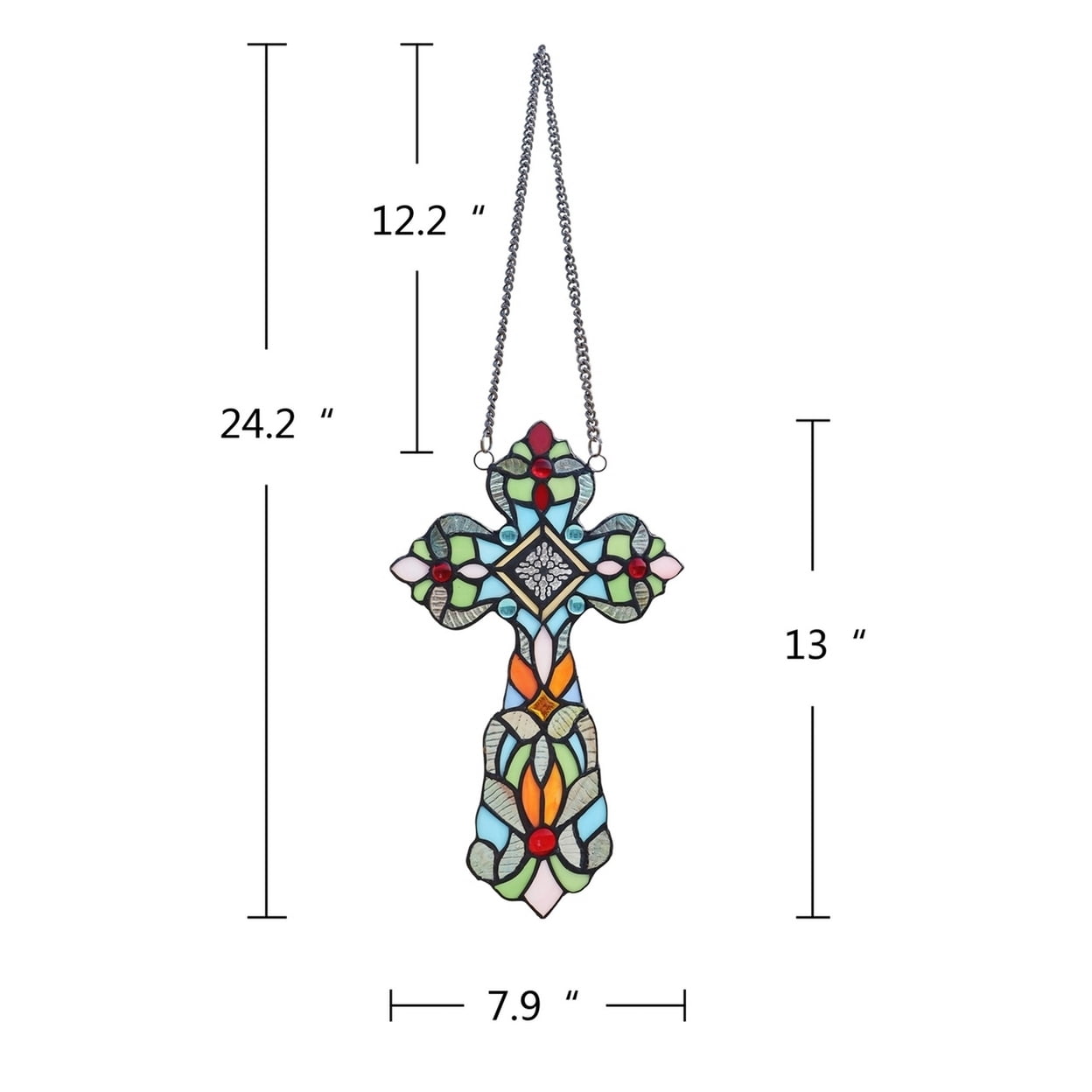 CHLOE Lighting ADELINA Victorian Tiffany-style Stained Glass Window Panel 13" Tall