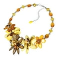 thumbnail image 2 of Natures Beauty Brown and Yellow Agate Stone and Seashell Floral Necklace, 2 of 4