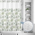 thumbnail image 2 of No Hook Shower Curtain, Sage Green Eucalyptus Shower Curtains for Bathroom with See Through Top Window, Spring Watercolor Botanical Leaves Waterproof & Washable Bath Curtain Extra Long 72"x96", 2 of 9