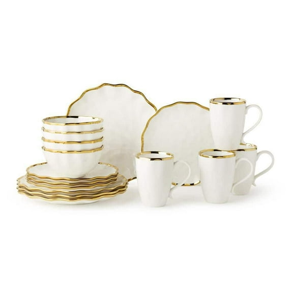 Regency 16-Piece White and Gold Dinnerware Set (Service of 4)