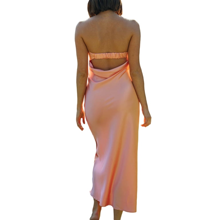 chinese dress ladies Solid Color Backless Slim Maxi Dress main image 1
