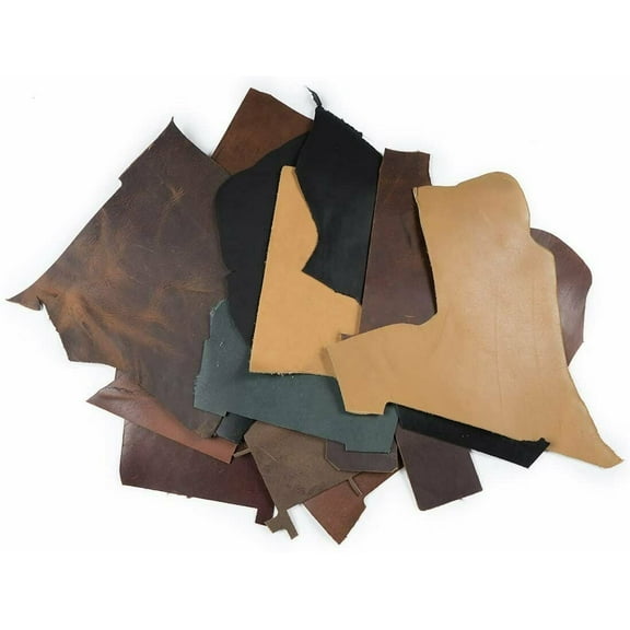 2lb Box of Top Grain Leather Remnants and Leather Scraps Form USA Raised Cows, 2 3 MM Thick 4.5-5.5 Ounces Leather for Crafts in an Assortment of Earth Tone Colors