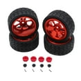 thumbnail image 2 of Kuntesetty RC Wheel Rims Rubber Tires Kit Replacement M3 Wheel Nut for 144001 1:12 1:18 Red, 2 of 9