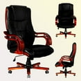 thumbnail image 2 of vidaXL Black Real Leather Office Chair High Back, 2 of 7