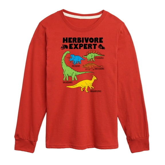 Instant Message - Dinosaur - Herbivore Expert - Toddler & Youth Long Sleeve Graphic T-Shirt