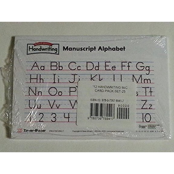 Pre-Owned Zaner-Bloser Handwriting Manuscript & Cursive Alphabet Card Pack Set of 25, 9780736789417, 0736789413, Paperback,