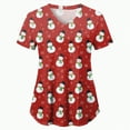 thumbnail image 5 of Towmus Womens Christmas Scrub Tops Cute Print V Neck Short Sleeve Shirts Nurse Uniforms Graphic Blouses with Pockets S-3XL, 5 of 6