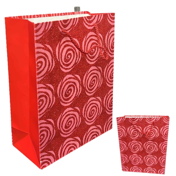 Shiny Red Glittery Valentines Day Gift Bag : 1CT