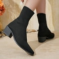 thumbnail image 4 of Stretch Ankle Boots for Women Pointed Toe Stacked Heel Knit Sock Booties Casual Dressu Fall Chelsea Boots, 4 of 8