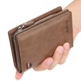thumbnail image 2 of Men's PU Leather Bifold Wallet with Zipper Coin Pocket, 10 Card Slots, ID Window, Compact Business Clutch for Daily Use (Black/Brown/Khaki), 2 of 8