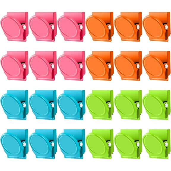 Grtard Magnetic Clips, 24 Pack Magnetic Metal Clips Fridge Magnet Refrigerator Whiteboard Locker Magnets Metal Clip, Magnet with Clips, Classroom Organization Teacher Must Haves School Accessories