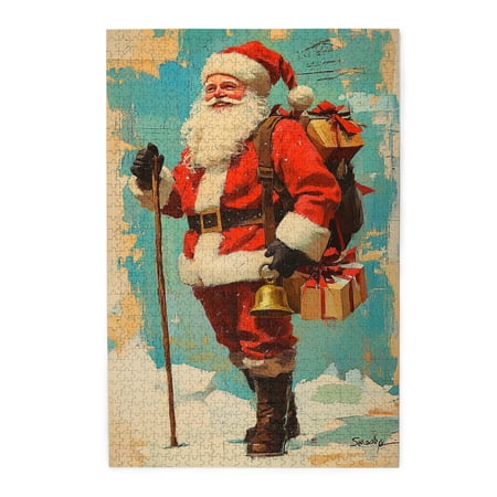 1000 pcs 1000 Piece Wooden Puzzles Santa Claus carrying gifts High difficulty puzzle Classic Festival Decoration Gifts 1000 Piece Jigsaw Puzzle for Adults Challenging Puzzle Perfect for Game Nights