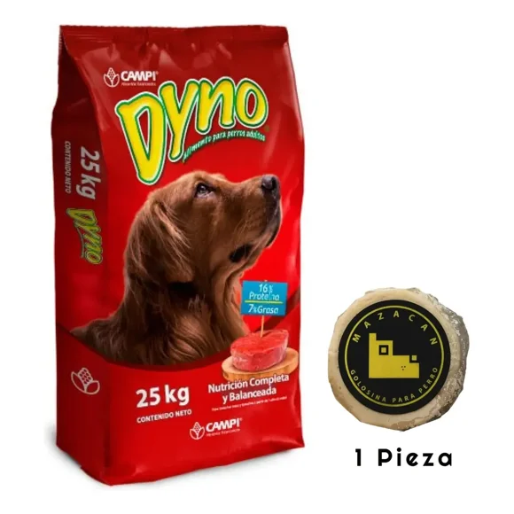 Dyno Adulto 25 kg + Mazacan Para Perro 1 pza