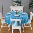 thumbnail image 2 of Blue Christmas Snowflake Pattern Round Tablecloth 60"x60",Wrinkle Wipeable Table Cloth for Kitchen Dining Room Picnic Patio Party, 2 of 6