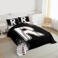thumbnail image 3 of Manfei Baseball Sport Bedding Comforter Set 2pcs for Kids Teens, Black White Twin Comforter Sets, Monogrammed Letter R Bedding Set, Breathable Home Decor, 3 of 8
